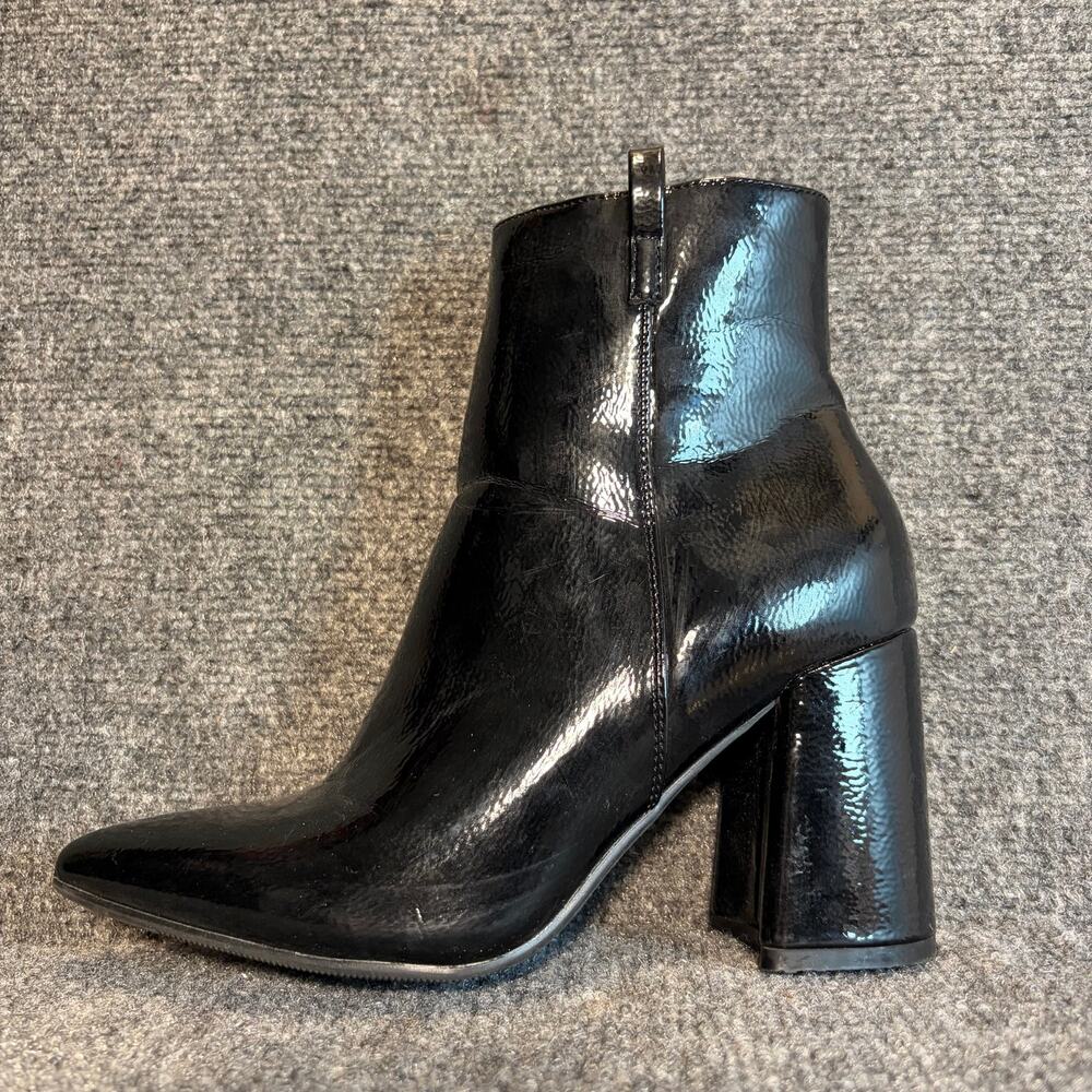 Nasty Gal Womens Black Patent Leather Block Heel Ankle Boots Booties Size 5